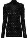 Rabanne Jersey Turtleneck Top With Crystal Embellishment In Black
