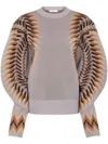 Rabanne Silver Lurex Jacquard Pullover In Grey