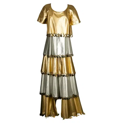 Pre-owned Rabanne Gold And Silver Dress Paco , Size 36fr In Brown