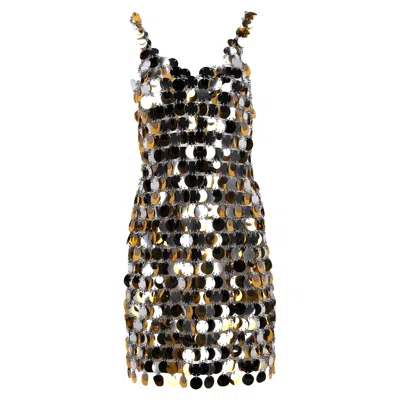 RABANNE GOLD AND SILVER SPARKLE DISCS DRESS