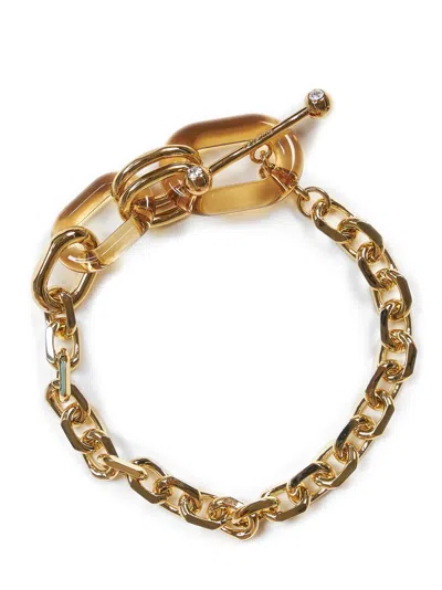 Rabanne Gold Brass And Ochre Plexiglass Oversized Link Necklace
