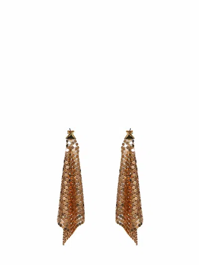 Rabanne Gold Chain Mail Pixel Flow Earrings