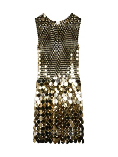 Rabanne Gold Interconnected Metallic Plates Mini Dress