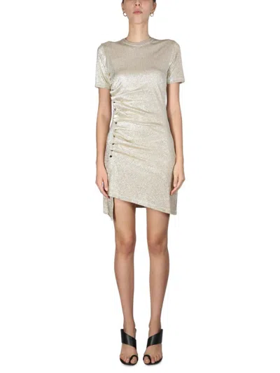 RABANNE GOLD LUREX SHORT DRESS