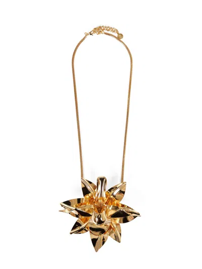 Rabanne Gold Metal Necklace With Oversized Flower