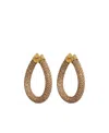 Rabanne Gold Pixel Chainmail Earrings In Green