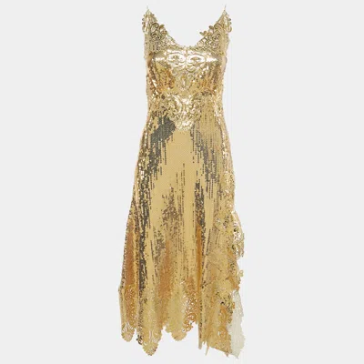 Rabanne Gold Sequin Long Sleeveless Dress
