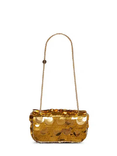 Rabanne Gold Small Sparkle Baguette Bag Shoulder Bag