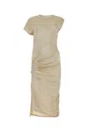 Rabanne Side Gathered-detail Midi Dress In Golden