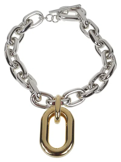 Rabanne Gold Tone Oval Pendant Choker In Multi