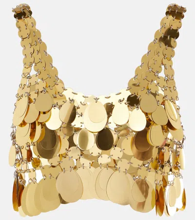 RABANNE GOLDEN SPARKLE ASSEMBLY SEQUINED CROP TOP