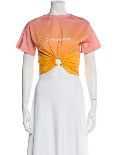 Pre-owned Rabanne Graphic Print Crew Neck Crop Top In Orange