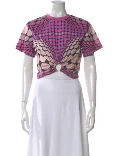 Pre-owned Rabanne Graphic Print Crew Neck Crop Top In Orange
