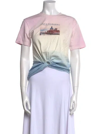 Pre-owned Rabanne Graphic Print Crew Neck Crop Top In Purple