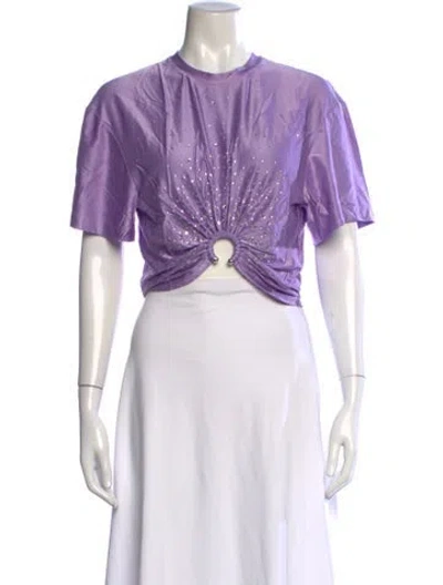 Pre-owned Rabanne Graphic Print Crew Neck Crop Top In Purple