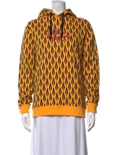 Pre-owned Rabanne Graphic Print Crew Neck Hoodie In Yellow