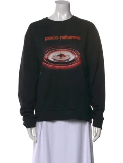 Pre-owned Rabanne Graphic Print Crew Neck Sweatshirt In Black