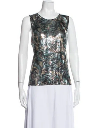 Pre-owned Rabanne Graphic Print Crew Neck Top In White