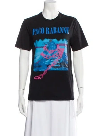 Pre-owned Rabanne Graphic Print Crew Neck T-shirt In Black