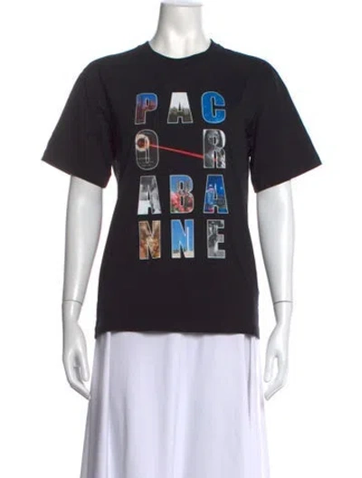 Pre-owned Rabanne Graphic Print Crew Neck T-shirt In Black/metallic/silver