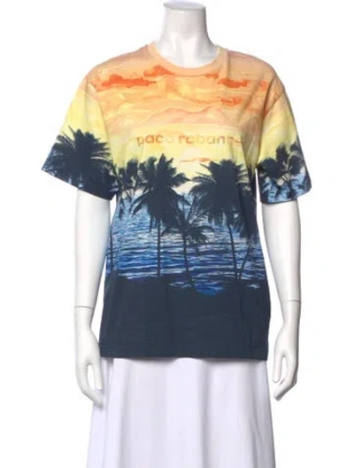 Pre-owned Rabanne Graphic Print Crew Neck T-shirt In Blue