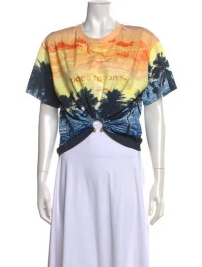 Pre-owned Rabanne Graphic Print Crew Neck T-shirt In Orange