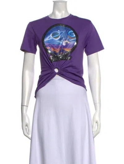 Pre-owned Rabanne Graphic Print Crew Neck T-shirt In Purple