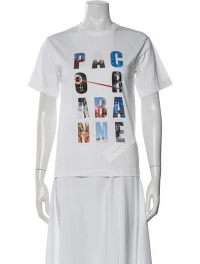 Pre-owned Rabanne Graphic Print Crew Neck T-shirt In White