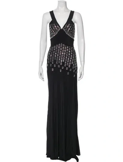 Pre-owned Rabanne Graphic Print Long Dress In Black