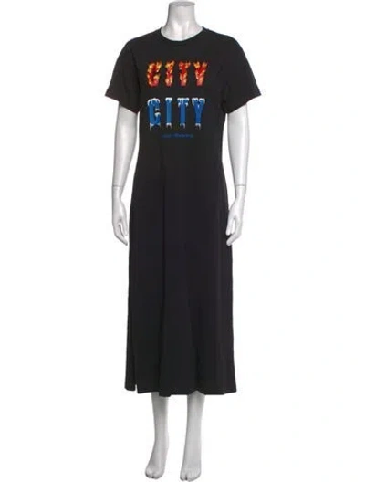 Pre-owned Rabanne Graphic Print Long Dress In Black