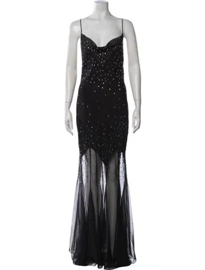 Pre-owned Rabanne Graphic Print Long Dress In Black