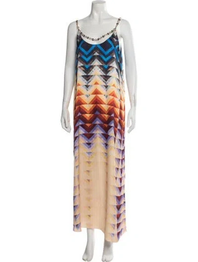 Pre-owned Rabanne Graphic Print Long Dress In Yellow