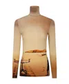 Rabanne Graphic-print Long-sleeve Top In Nude