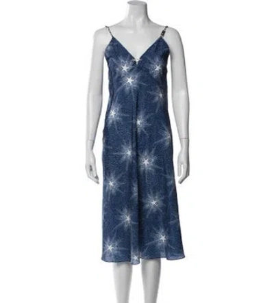Pre-owned Rabanne Graphic Print Midi Length Dress In Blue