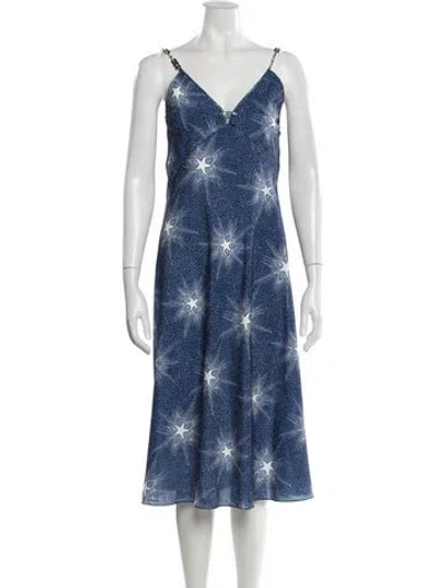 Pre-owned Rabanne Graphic Print Midi Length Dress In Blue