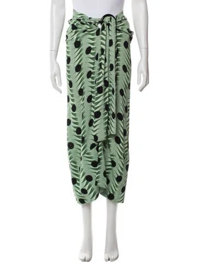 Pre-owned Rabanne Graphic Print Midi Length Skirt In Green