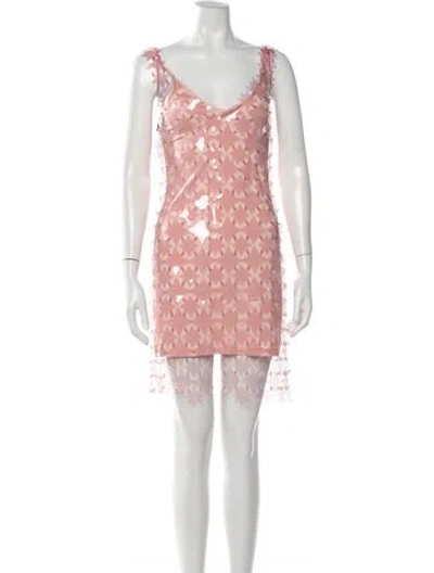 Pre-owned Rabanne Graphic Print Mini Dress In Pink