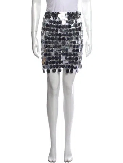 Pre-owned Rabanne Graphic Print Mini Skirt In Silver