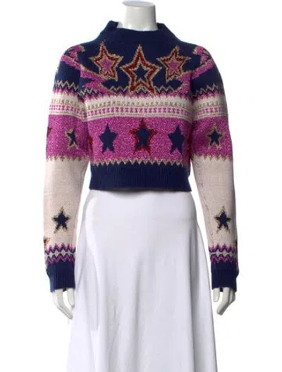 Pre-owned Rabanne Graphic Print Mock Neck Sweater In Multi