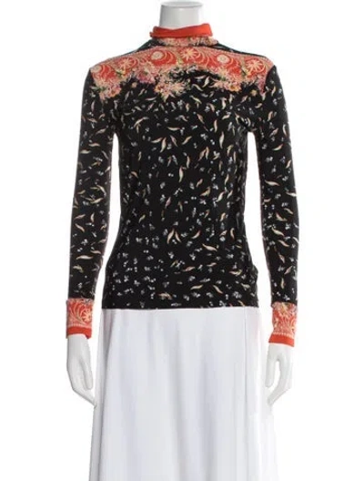 Pre-owned Rabanne Graphic Print Mock Neck Top In Black