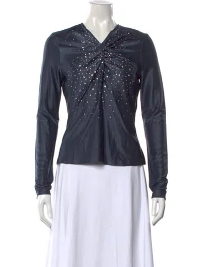 Pre-owned Rabanne Graphic Print Scoop Neck Top W/ Tags In Blue