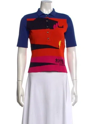 Pre-owned Rabanne Graphic Print Short Sleeve Polo In Orange