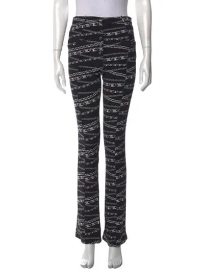 Pre-owned Rabanne Graphic Print Straight Leg Pants In Black