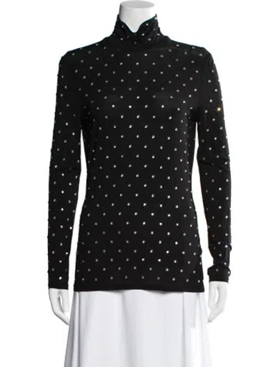 Pre-owned Rabanne Graphic Print Turtleneck Top In Black