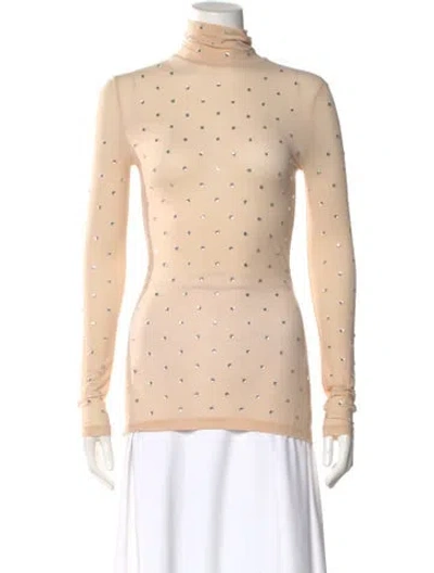 Pre-owned Rabanne Graphic Print Turtleneck Top In Neutral