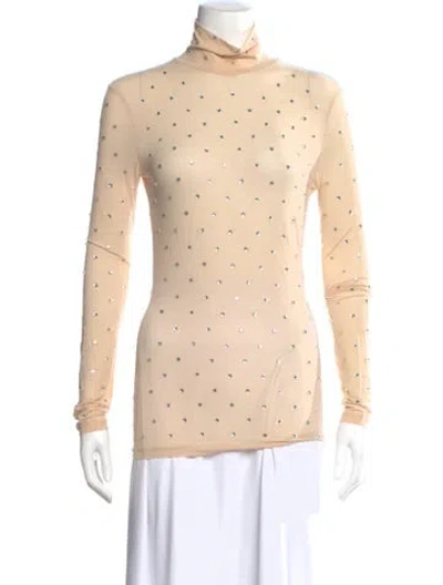Pre-owned Rabanne Graphic Print Turtleneck Top In Neutral