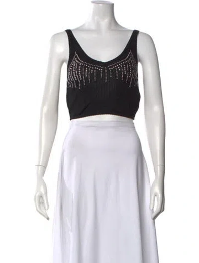 Pre-owned Rabanne Graphic Print V-neck Crop Top In Pink