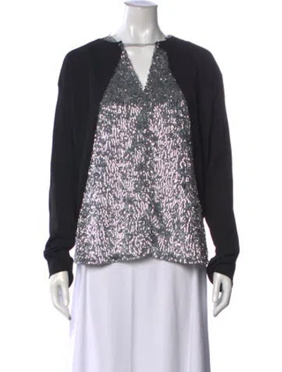 Pre-owned Rabanne Graphic Print V-neck Top W/ Tags In Black