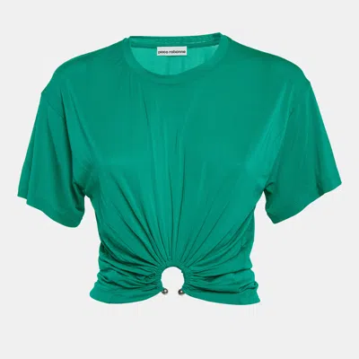 Pre-owned Rabanne Green Jersey Embellished Crop Top M