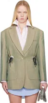 Rabanne Green Mottled Wool Blazer